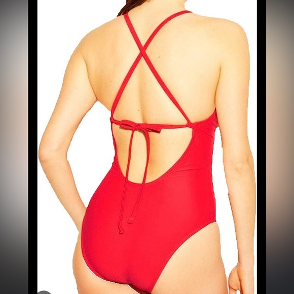 Kona Sol One Piece Button Embellished Tie Back One Piece Swimsuit - Picture 2 of 9